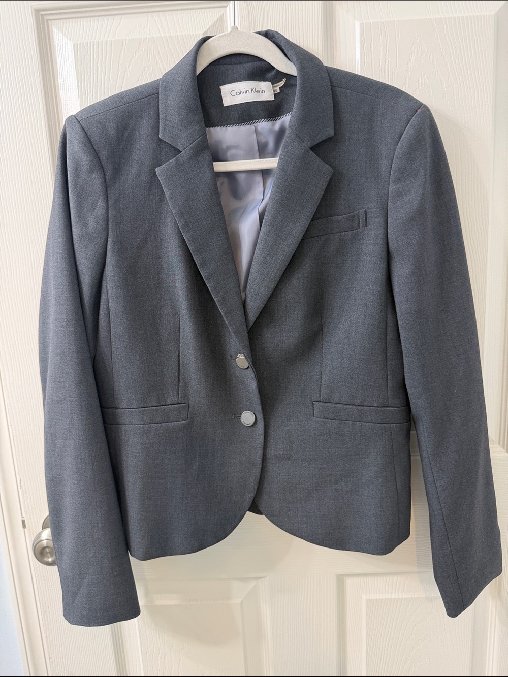Calvin Klein Women's Gray Two-Button Tailored Blazer